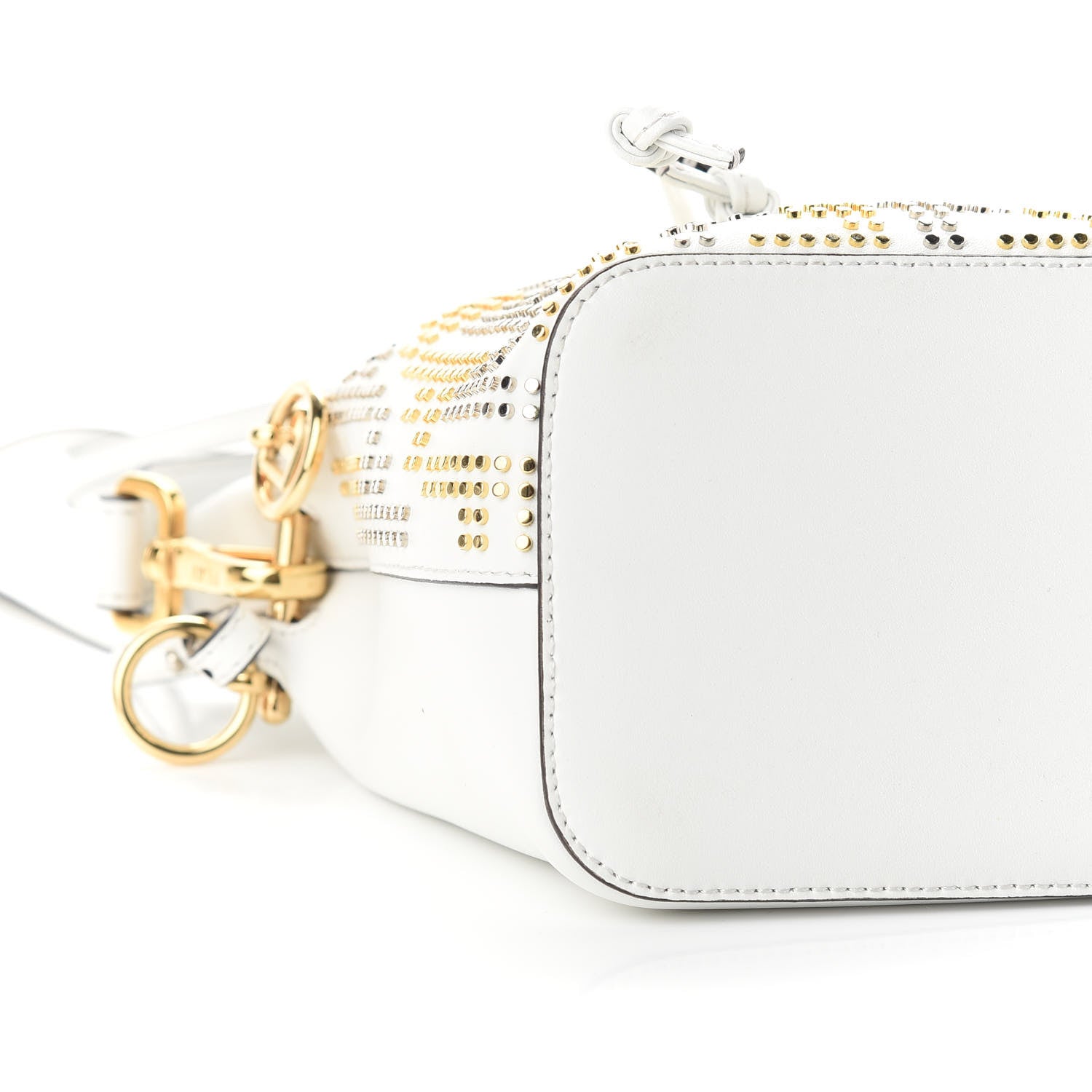 Fendi Vitello Liberty F is Fendi FF Studded Mini Mon Tresor Bucket Bag White 8 of 9