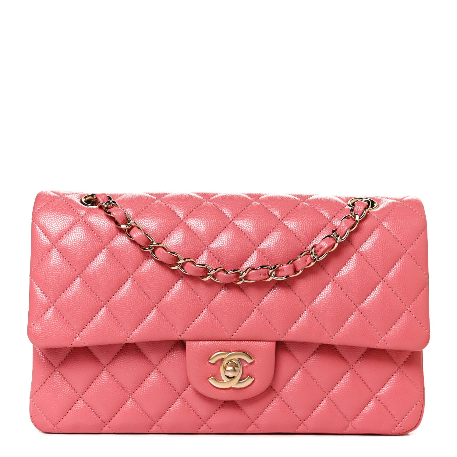 Chanel Metallic Caviar Quilted Medium Double Flap Pink 1 of 10