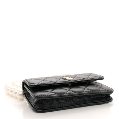 Chanel Calfskin Quilted Maxi Pearls Clutch With Chain Black 4 of 12