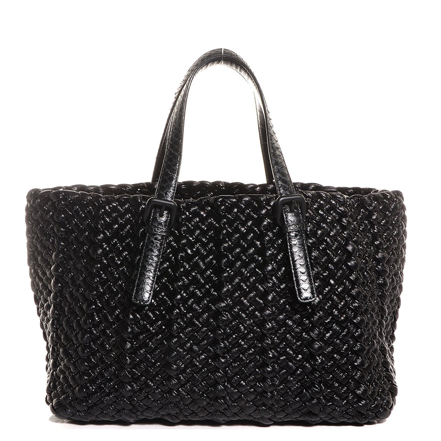 Vernice Lambskin Python Tote Nero Black