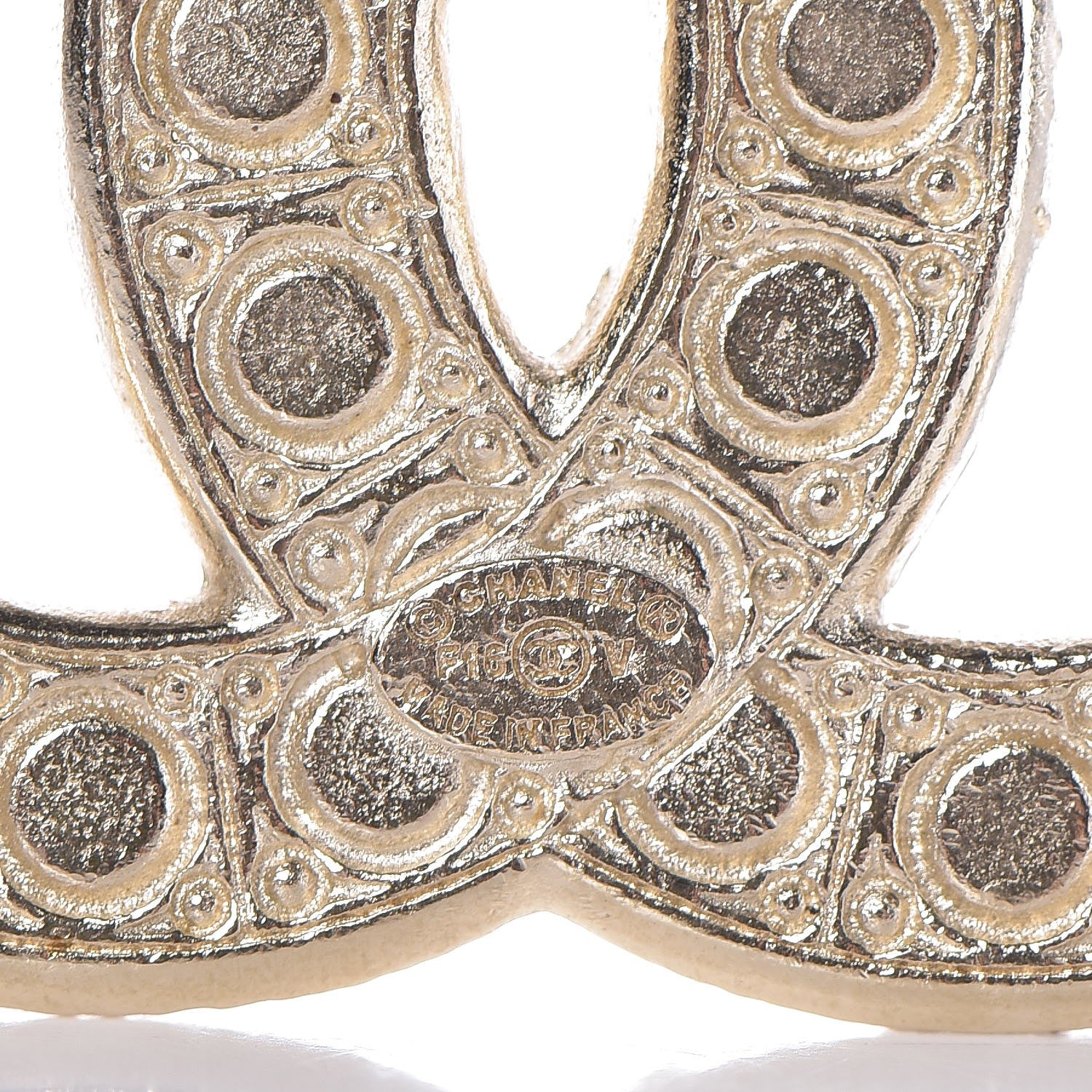Chanel Pearl Crystal CC Brooch Gold 4 of 5