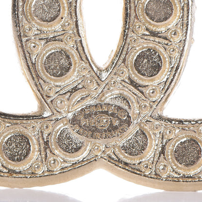 Chanel Pearl Crystal CC Brooch Gold 4 of 5