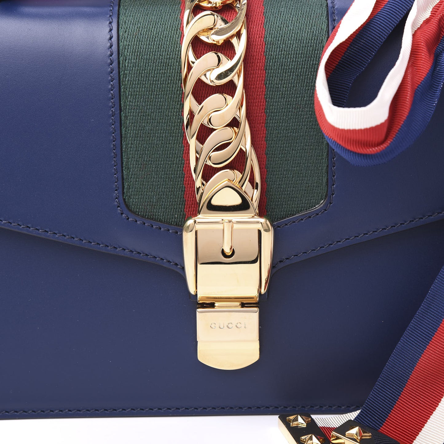 Vitello Fontanella Web Small Sylvie Shoulder Bag Blue Agata