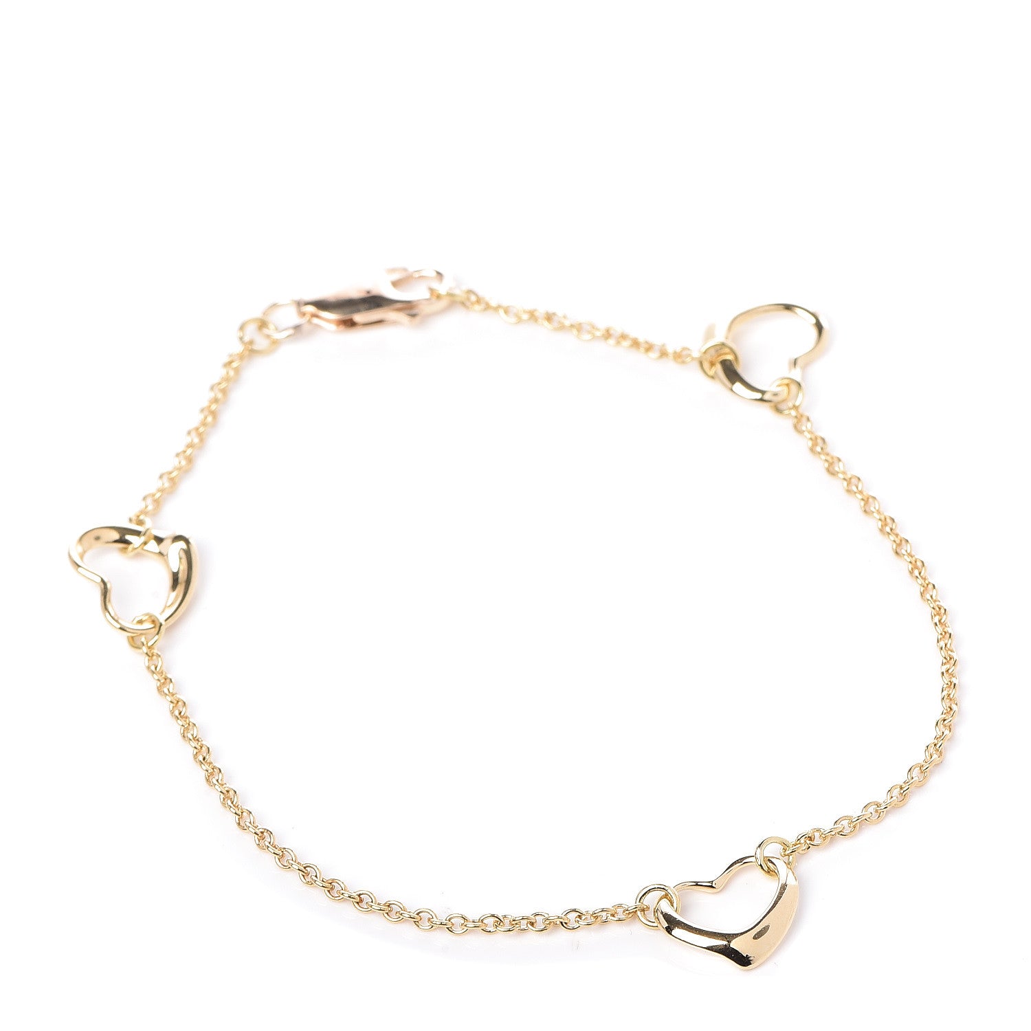 Tiffany 18K Yellow Gold Elsa Peretti 3 Open Heart Bracelet 1 of 4