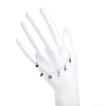 Tiffany Sterling Silver Enamel Love Notes Charm Bracelet Blue 2 of 4