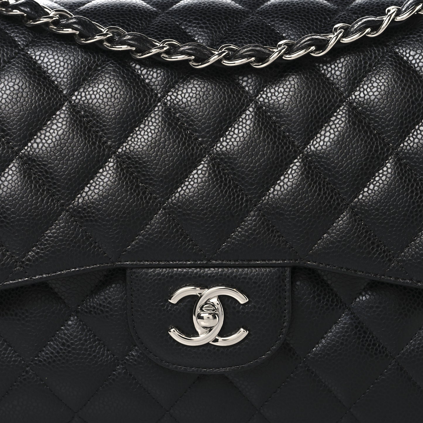 Caviar Quilted Jumbo Double Flap Black