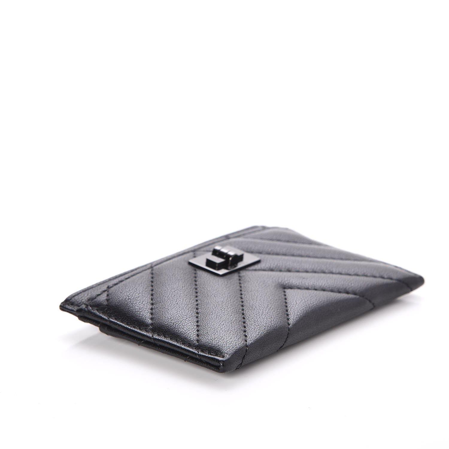 Chanel Sheepskin Chevron Quilted Reissue Card Holder So Black 4 of 9