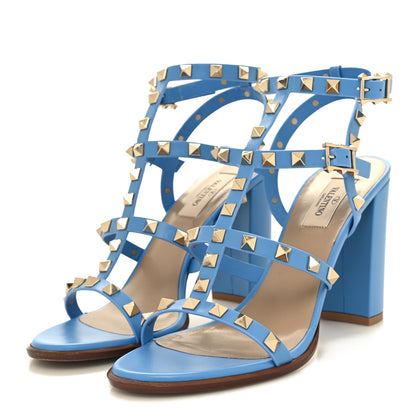 Valentino Garavani Nappa Rockstud 90mm Caged Sandals 38.5 Denim 3 of 8