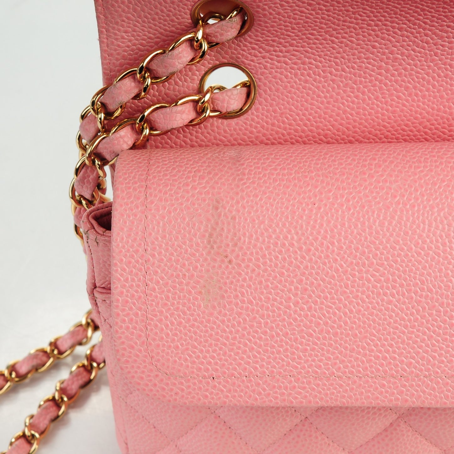 Caviar Quilted Medium Double Flap Pink