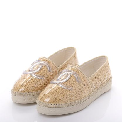 Chanel PVC Raffia CC Espadrilles 35 Beige 3 of 9