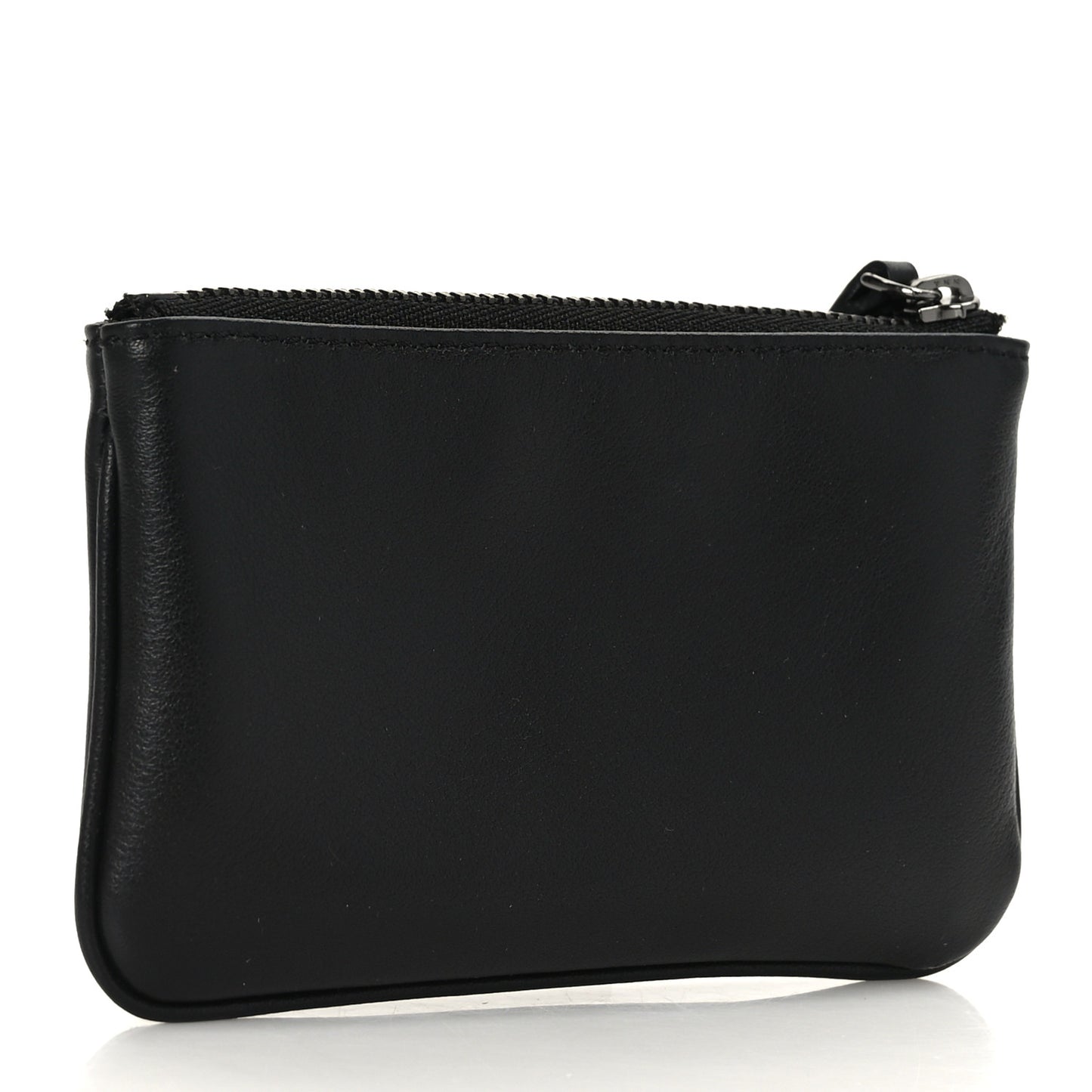 Nappa Logo Embossed Mini Zip Pouch Black