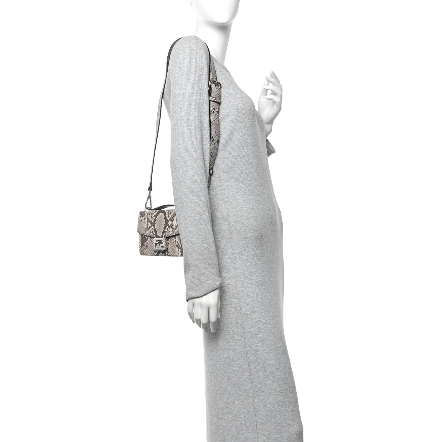 Fendi Snakeskin Baguette Soft Trunk White Camelia 2 of 11