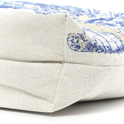 Christian Dior Canvas Print Cruise Tote Ivory Blue 7 of 8