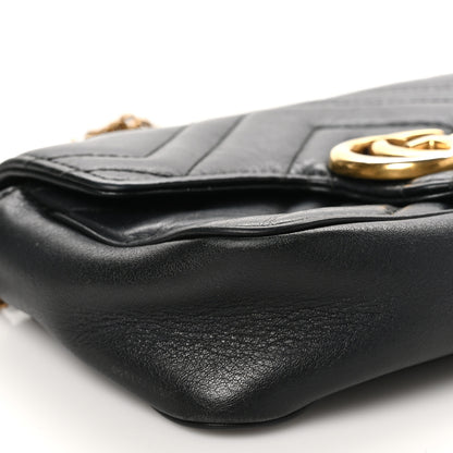 Gucci Calfskin Matelasse Super Mini GG Marmont Shoulder Bag Black 9 of 10