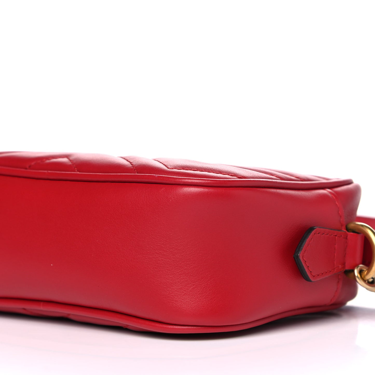 Calfskin Matelasse Mini GG Marmont Chain Shoulder Bag Hibiscus Red