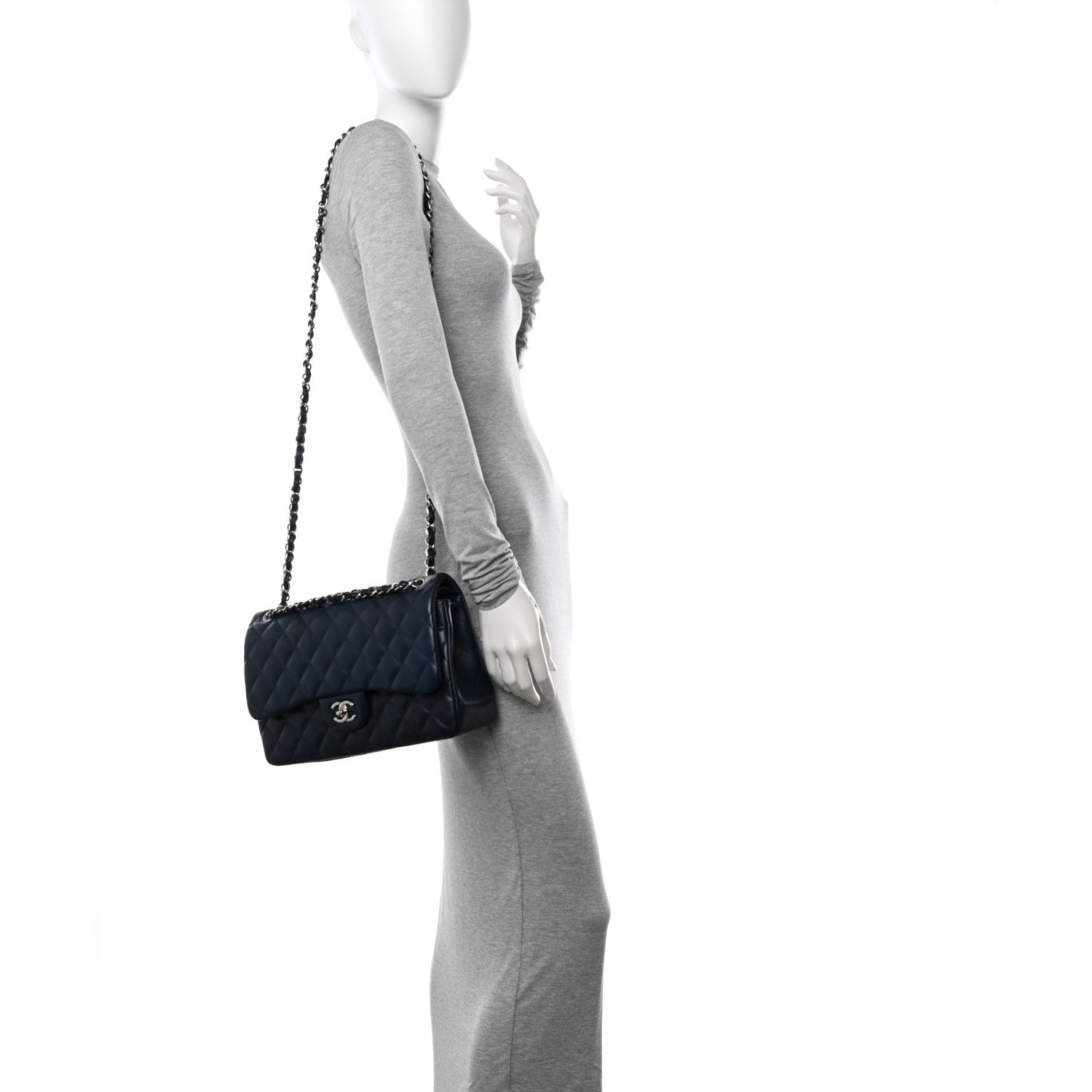 Chanel Lambskin Quilted Jumbo Double Flap Navy Blue 2 of 12