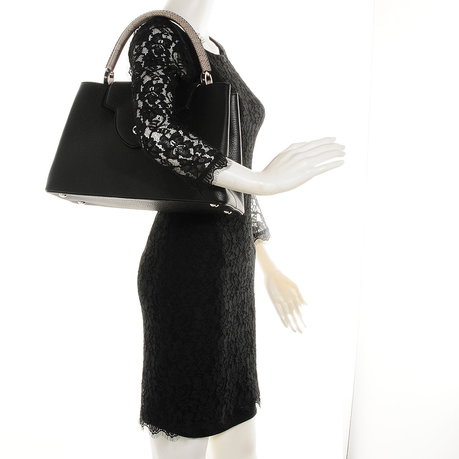 Louis Vuitton Taurillon Ayers Capucines MM Black 2 of 7