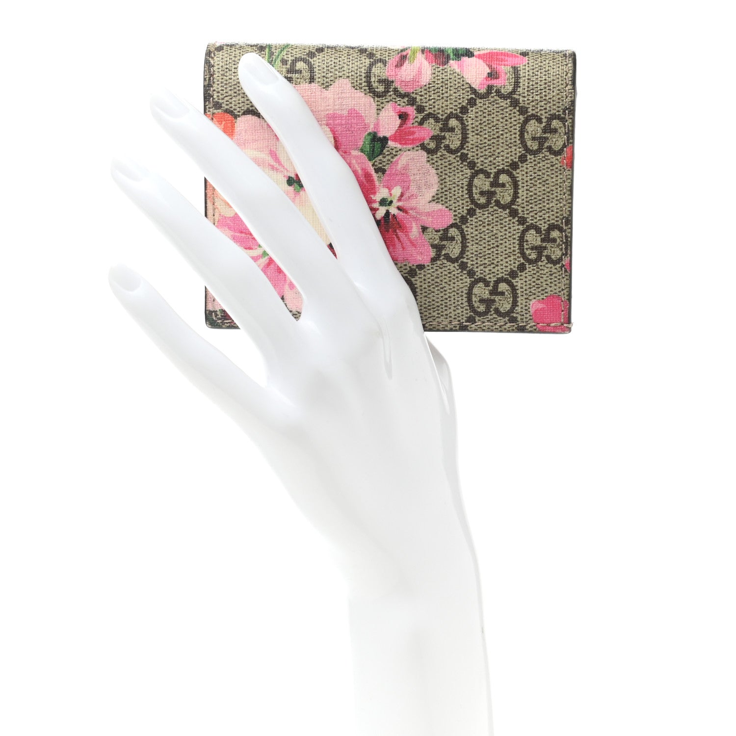 Gucci GG Supreme Monogram Blooms Card Case Beige Multicolor Dry Rose 2 of 7