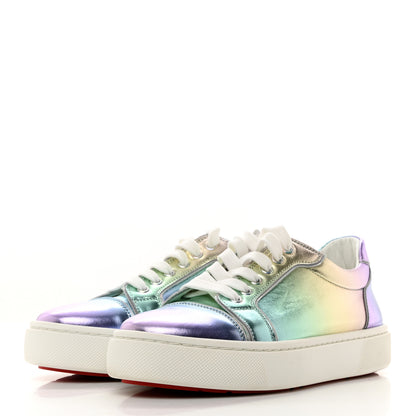 Christian Louboutin Metallic Calfskin Flat Sneakers 38 White Multicolor 3 of 7
