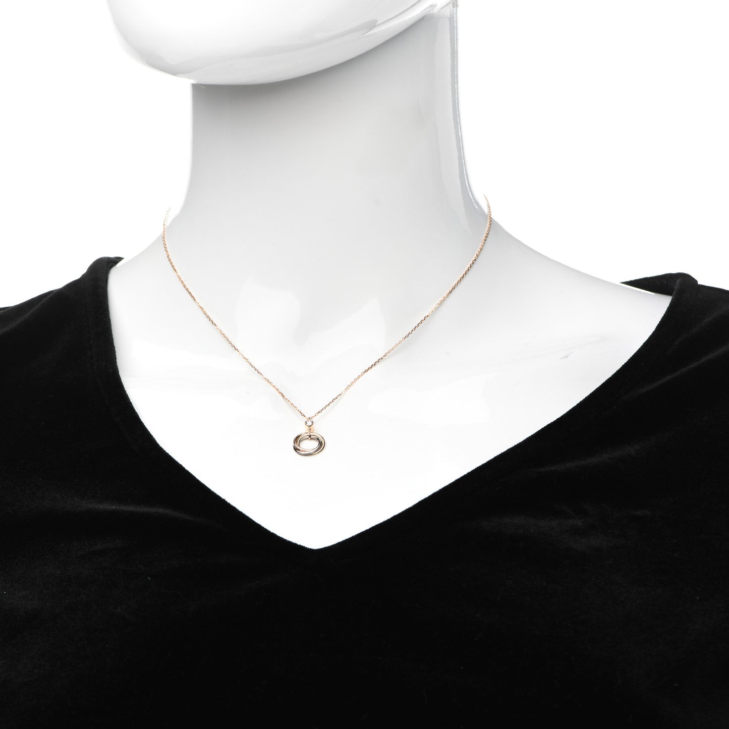 18K Pink Yellow White Gold Diamond Trinity Pendant Necklace