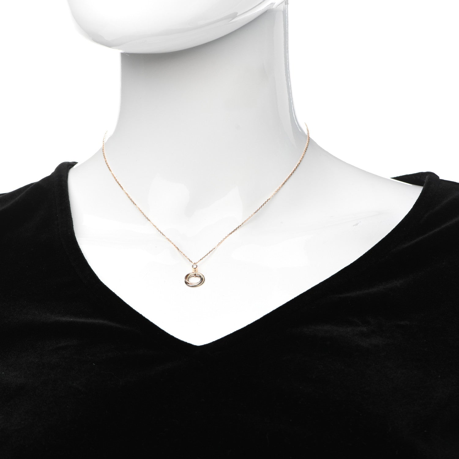Cartier 18K Pink Yellow White Gold Diamond Trinity Pendant Necklace 2 of 5