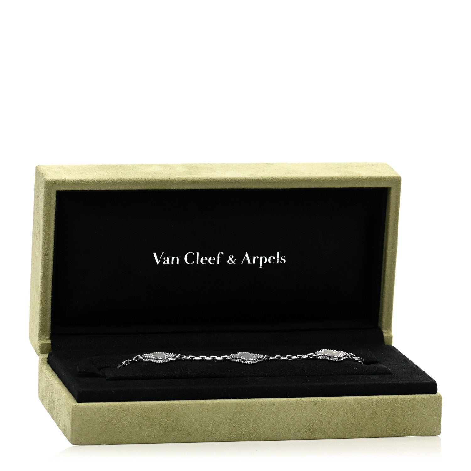 Van Cleef & Arpels 18K White Gold Mother of Pearl 5 Motifs Vintage Alhambra Bracelet 4 of 4