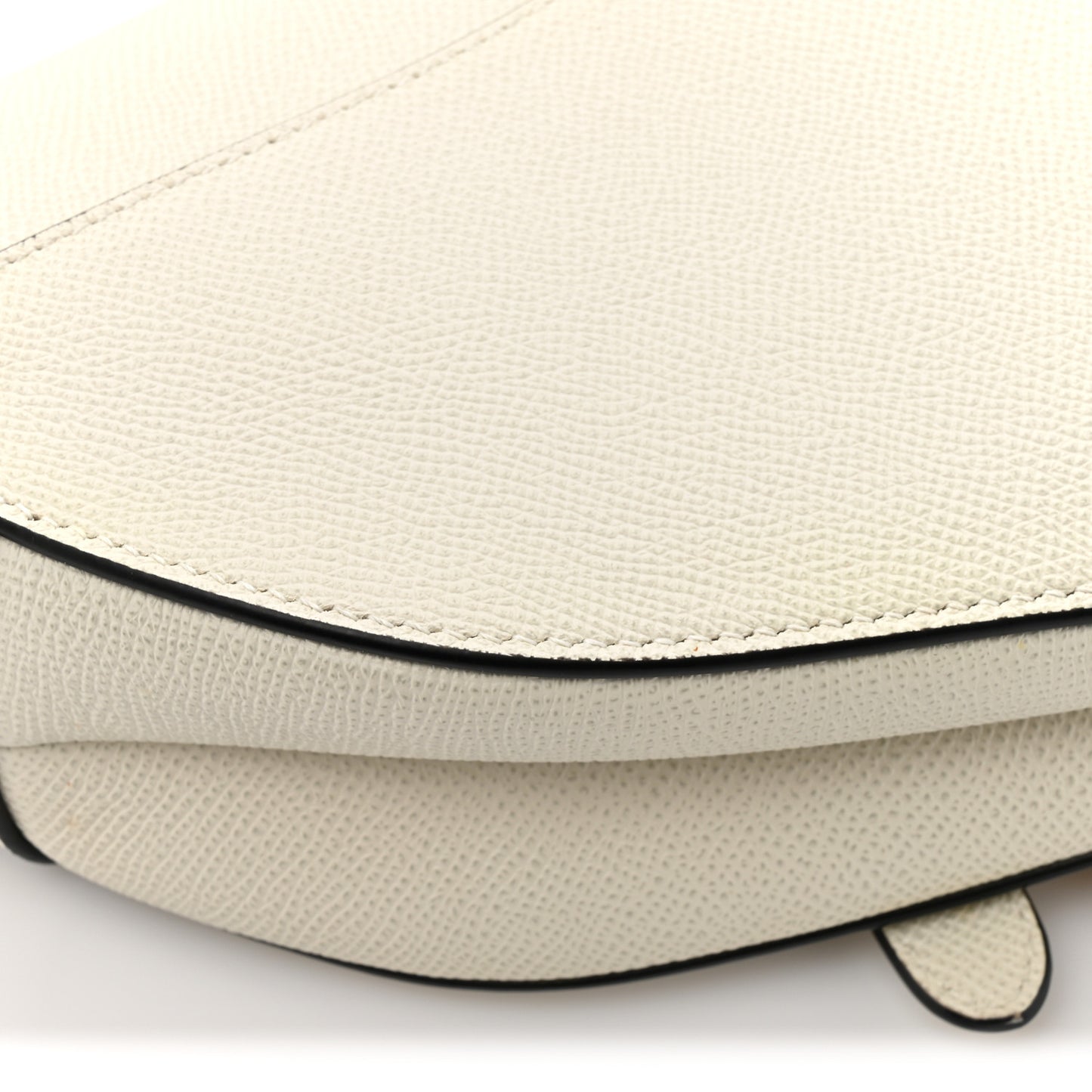 Grained Calfskin Saddle Bag White
