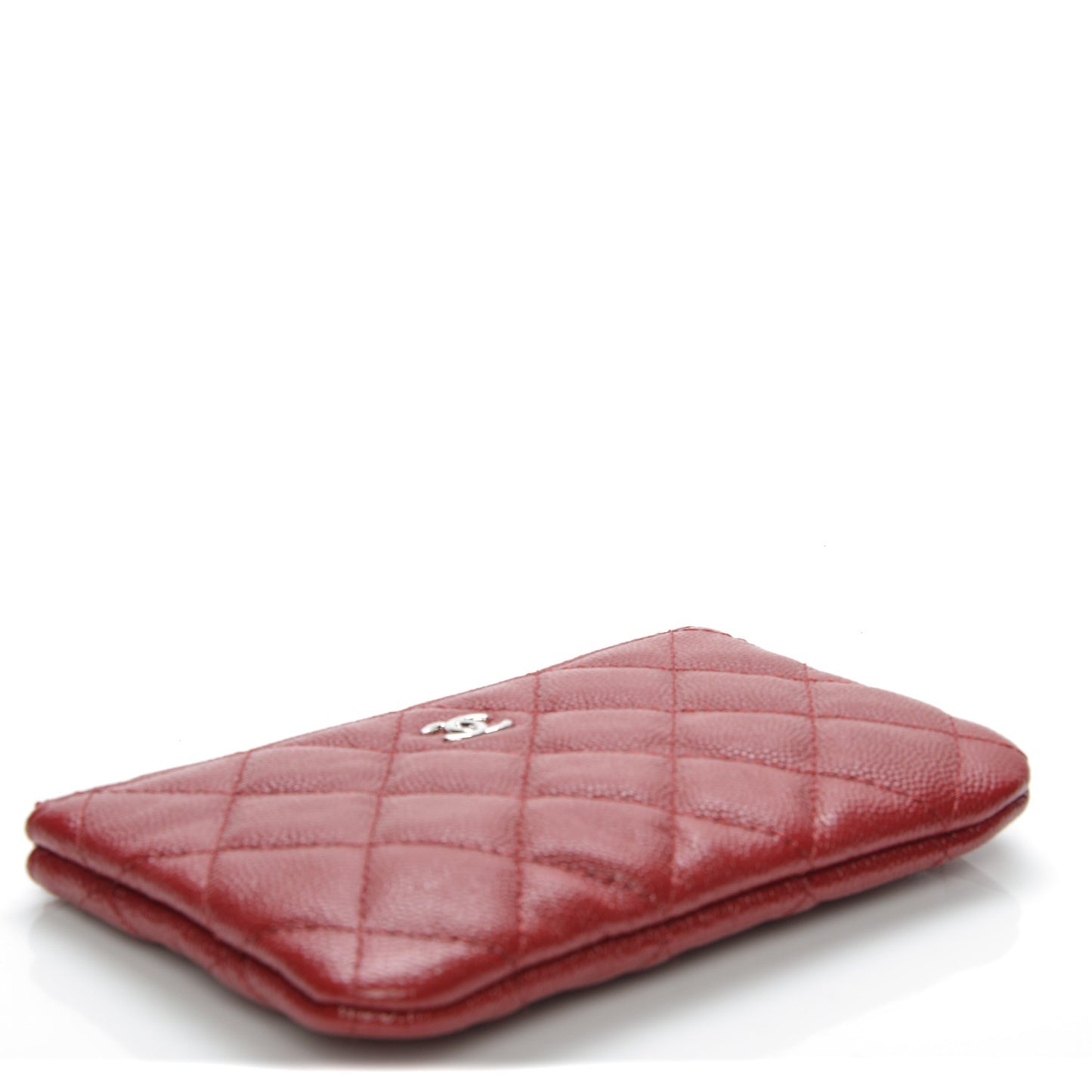 Caviar Quilted Small Cosmetic Case Dark Red
