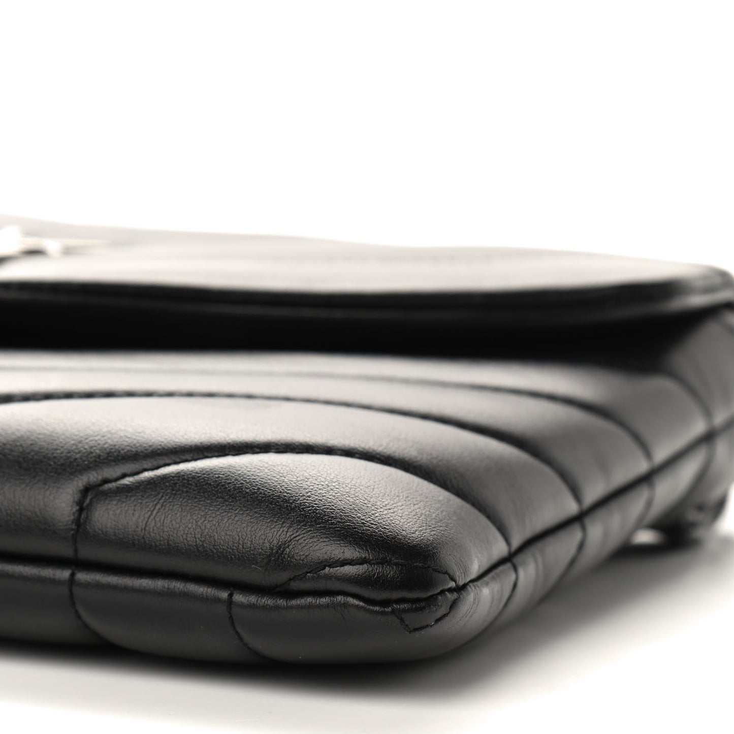 Calfskin Y Quilted Monogram Loulou Flap Bag Black