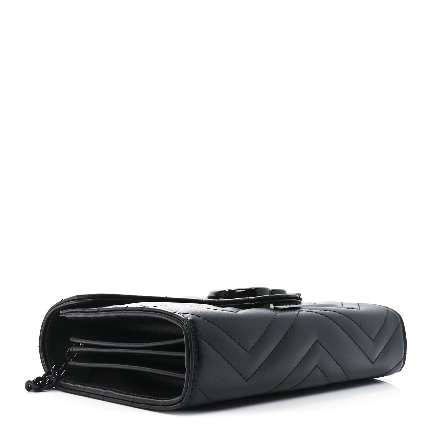 Calfskin Matelasse Monochrome GG Marmont Chain Wallet Black