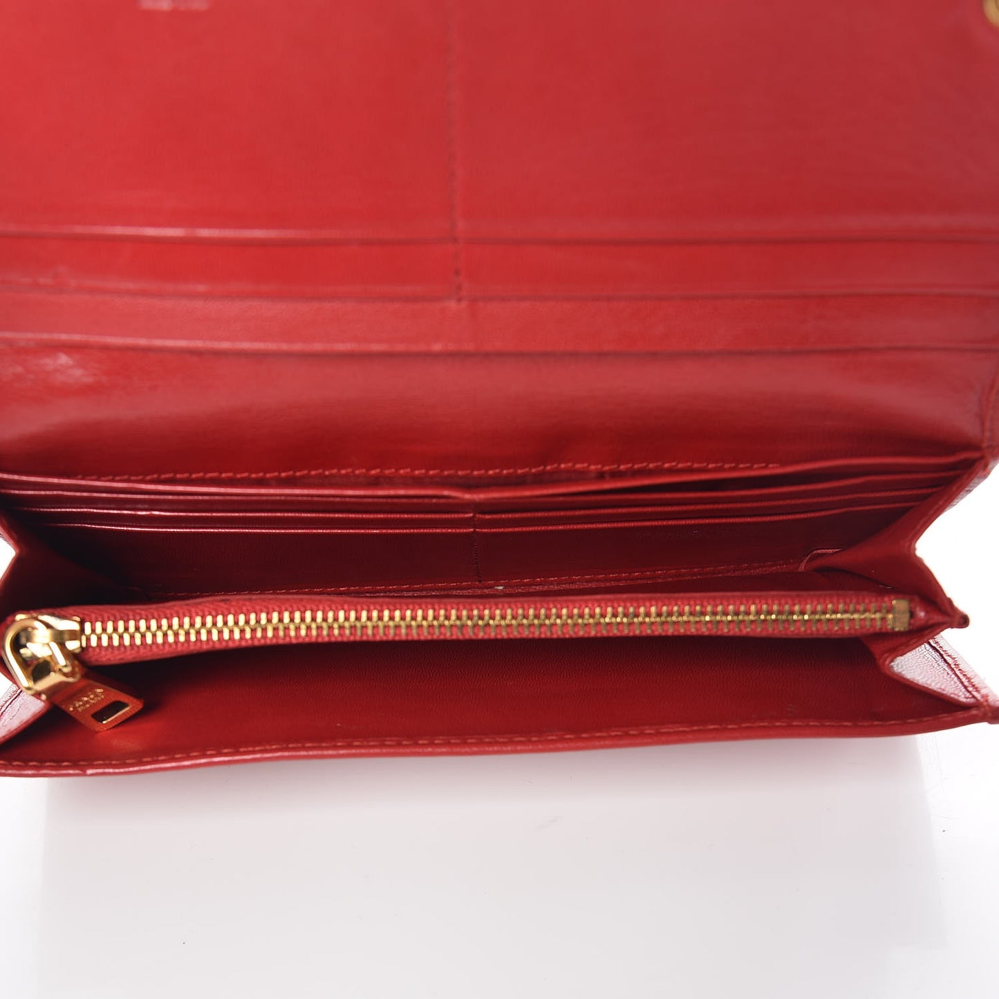 Nappa Flame Continental Flap Wallet Red