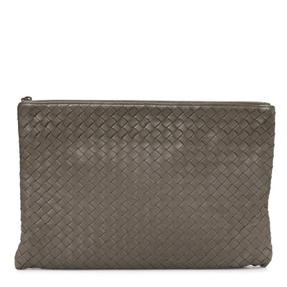 Bottega Veneta Nappa Intrecciato Large Flat Zip Billetto Pouch Mink 1 of 8