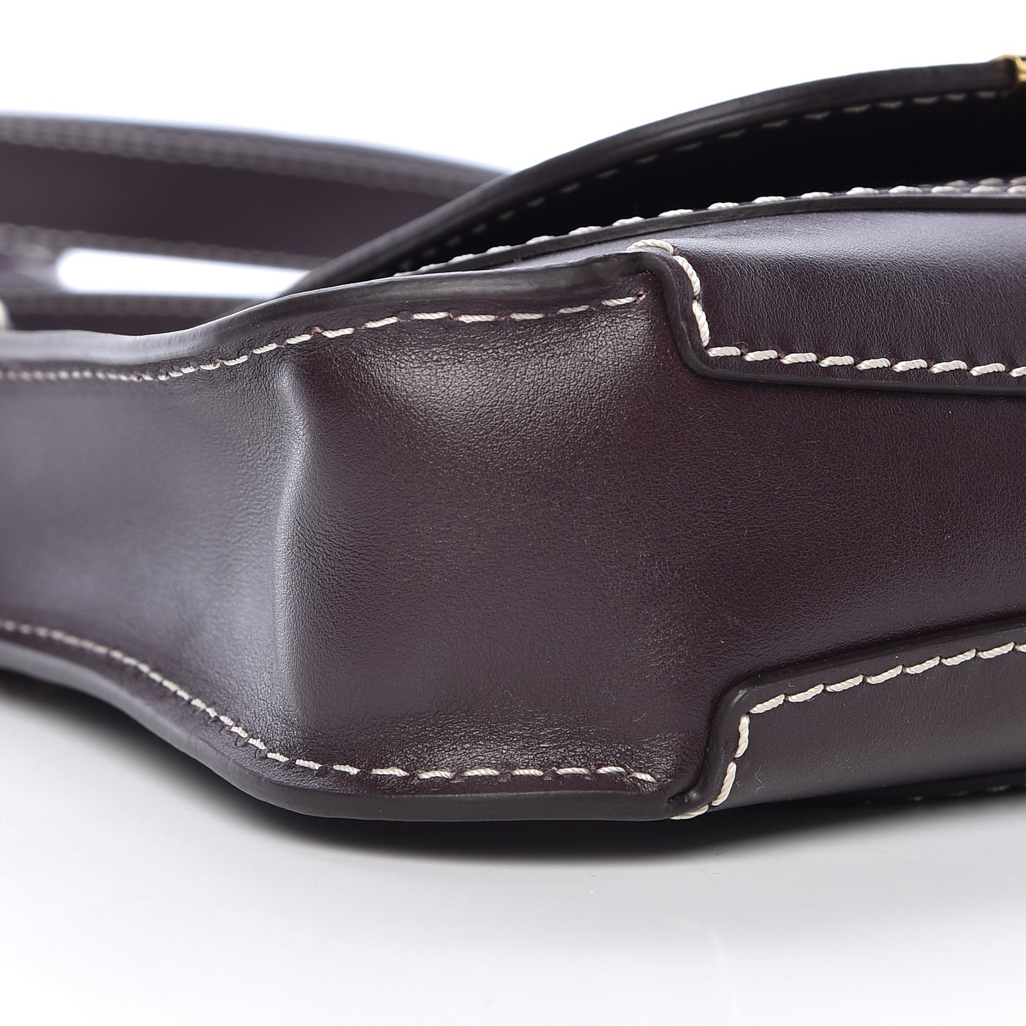 Shiny Calfskin Small Marcie Saddle Shoulder Bag Black Raisin