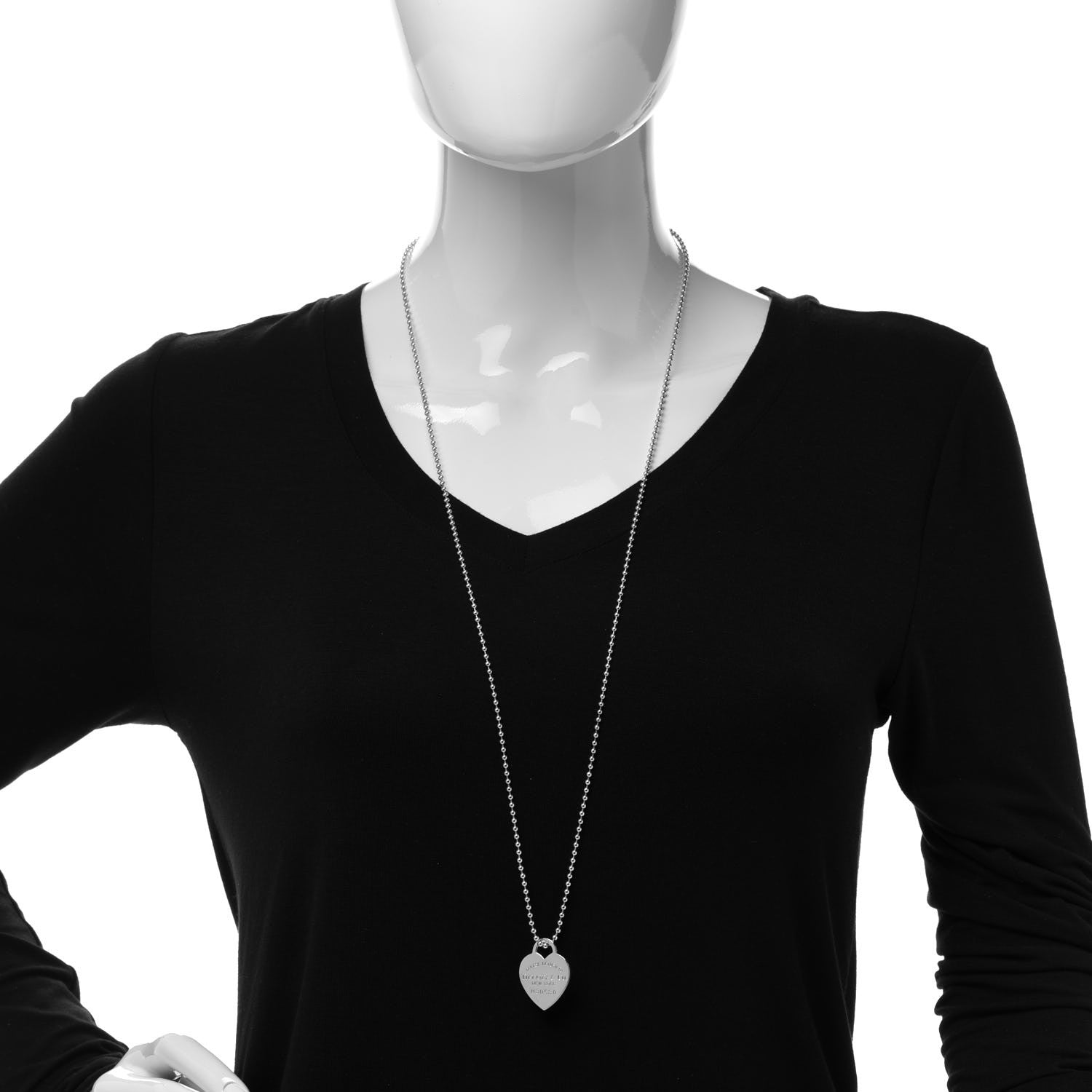 Tiffany Sterling Silver Long Return to Tiffany Heart Pendant Necklace 2 of 5