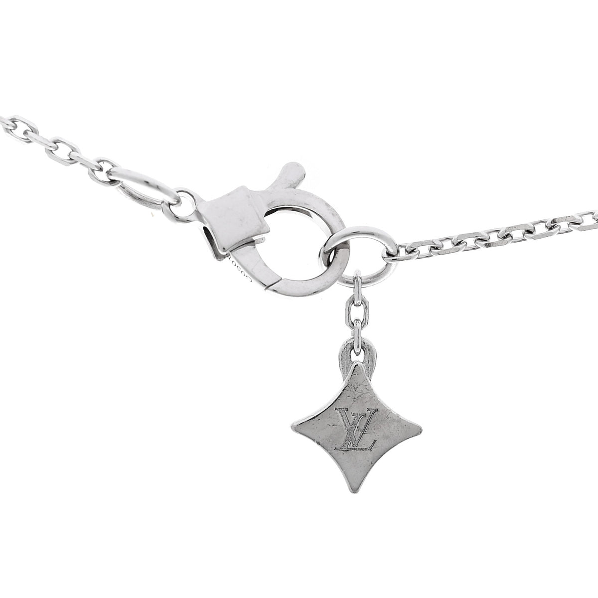 Louis Vuitton 18K White Gold Diamond LV Double Pendant Necklace 4 of 6
