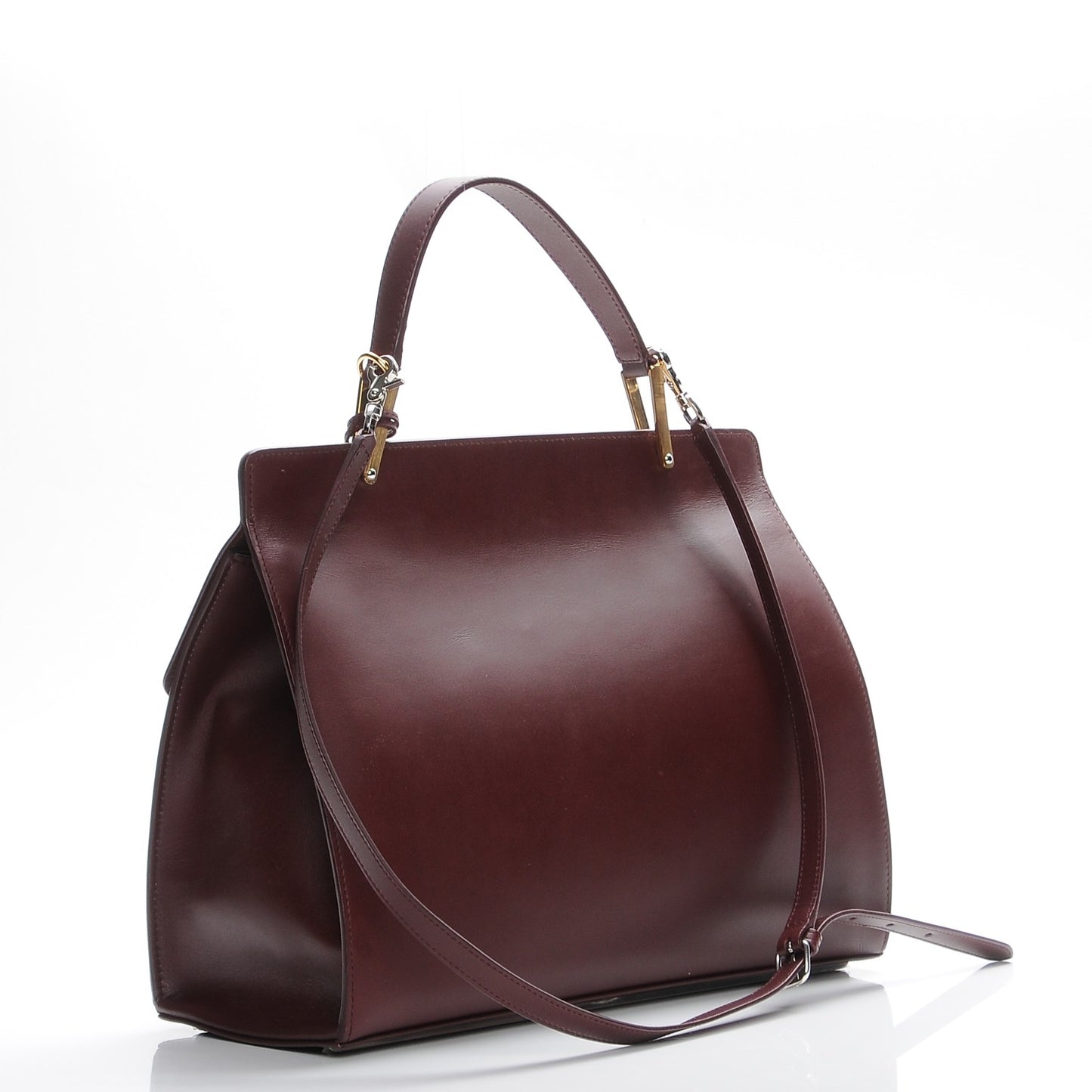 Smooth Calfskin Le Dix M Cartable Shoulder Bag Aubergine