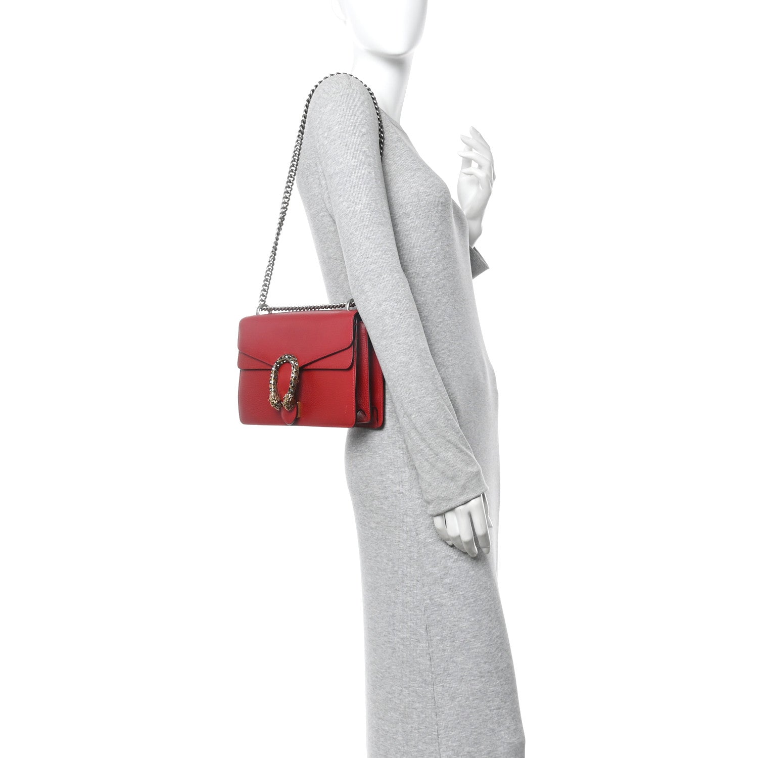 Gucci Dollar Calfskin Swarovski Crystal Small Dionysus Shoulder Bag Hibiscus Red 2 of 16