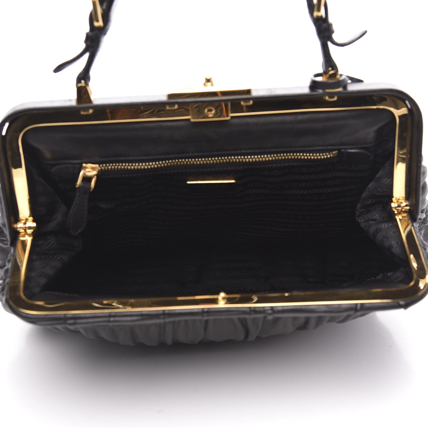 Nappa Dressy Gaufre Framed Tote Black