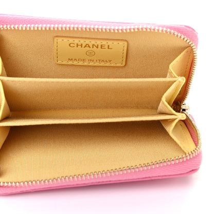 Chanel Lambskin Quilted Zip Around Coin Purse Wallet Pink Yellow 5 of 7