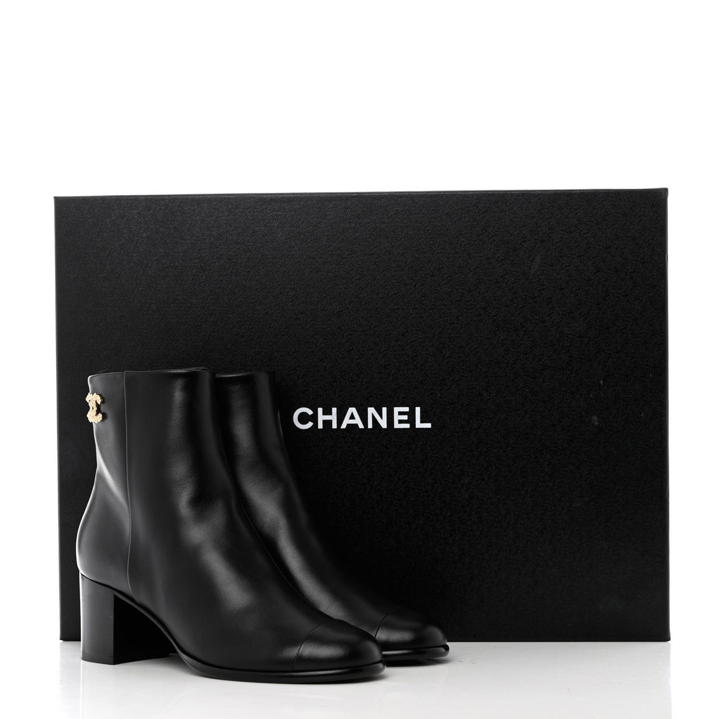 Calfskin CC Ankle Boots 37 Black