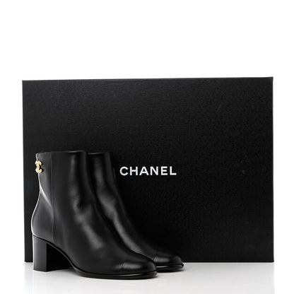 Chanel Calfskin CC Ankle Boots 37 Black 10 of 10