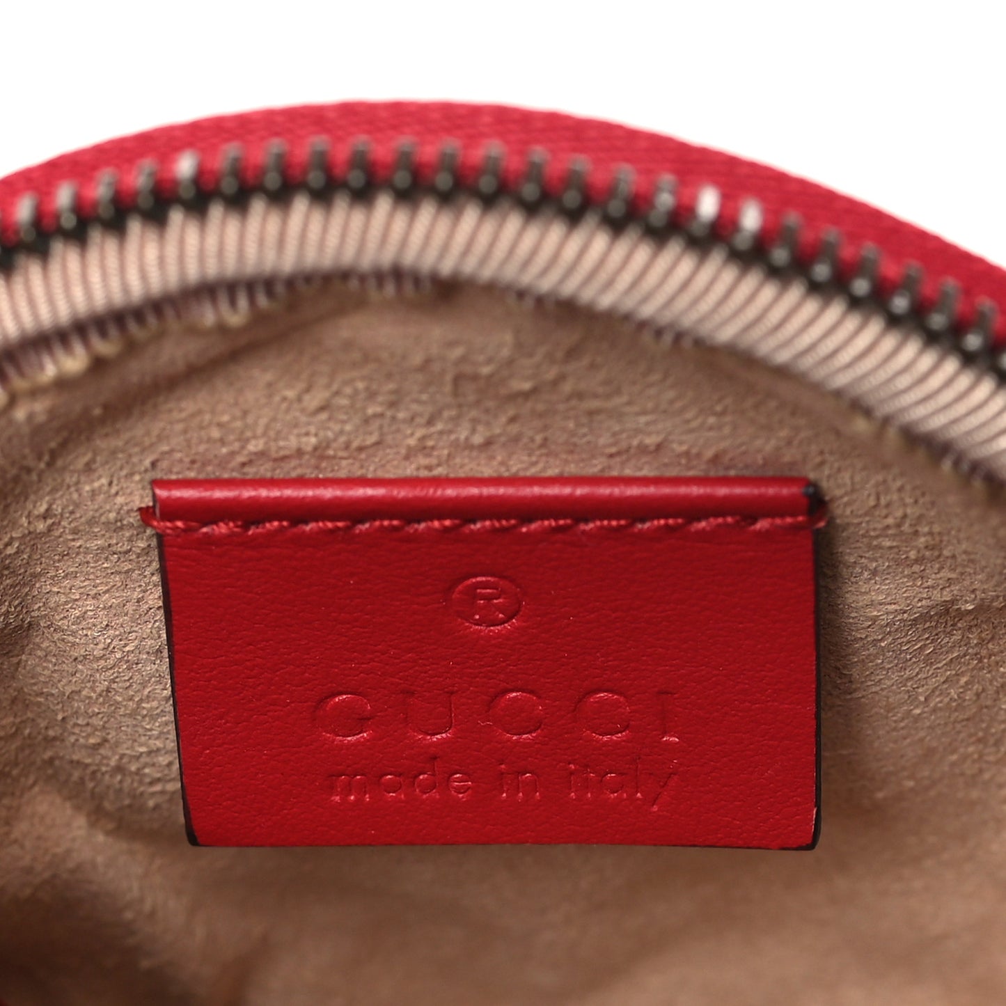 Calfskin Matelasse GG Marmont Round Coin Purse Hibiscus Red