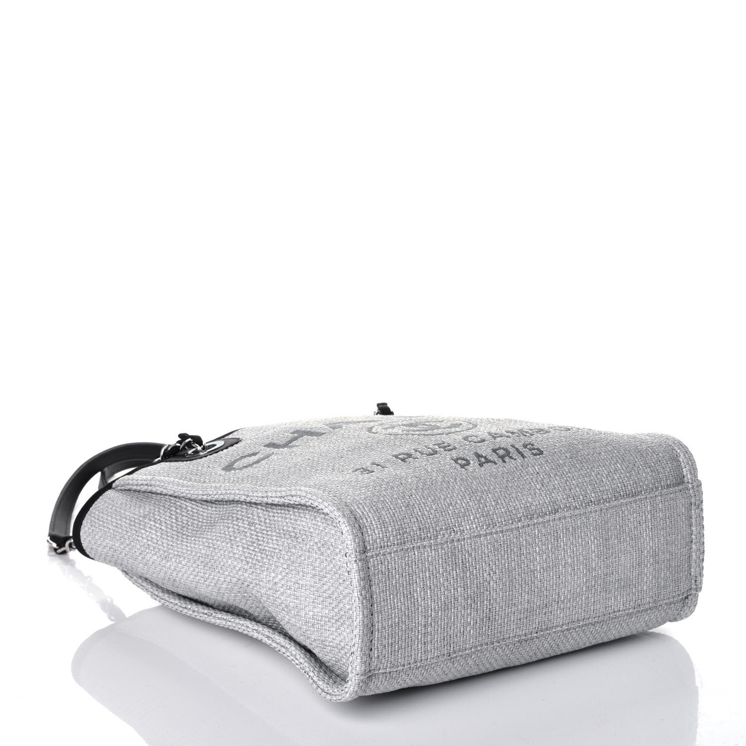 Chanel Woven Straw Raffia Mini Deauville Tote Grey 4 of 9