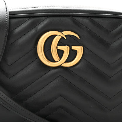 Gucci Calfskin Matelasse Small GG Marmont Chain Shoulder Bag Black 8 of 11