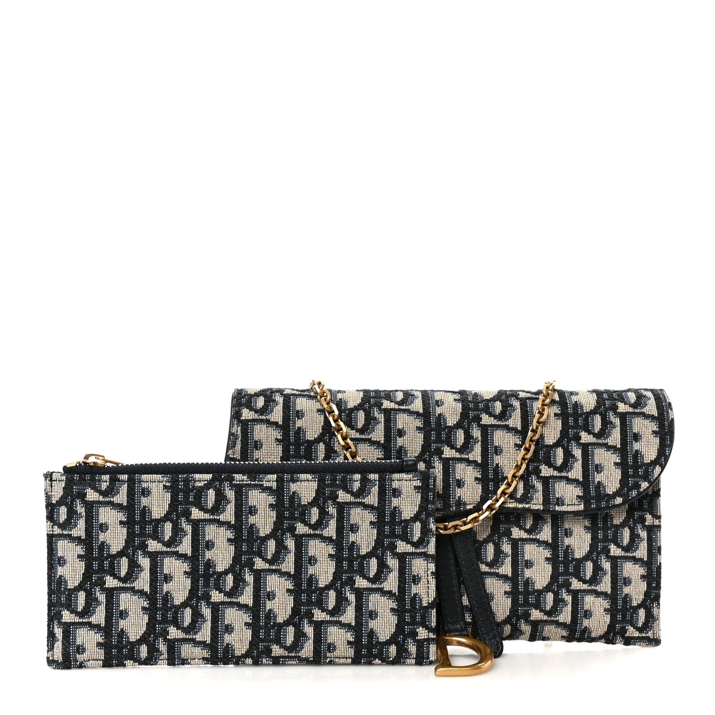 Oblique Saddle Chain Long Wallet Blue