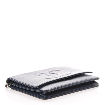 Chanel Caviar Timeless CC Wallet On Chain WOC Navy Blue 4 of 11