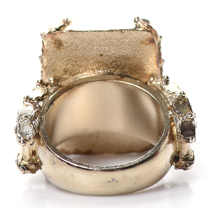 Chanel Gripoix Crystal CC Ring 5.25 Gold 4 of 6