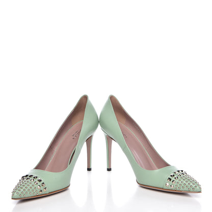 Gucci Malaga Kid Studded Cap Toe Coline Pumps 39.5 Plantation 6 of 12