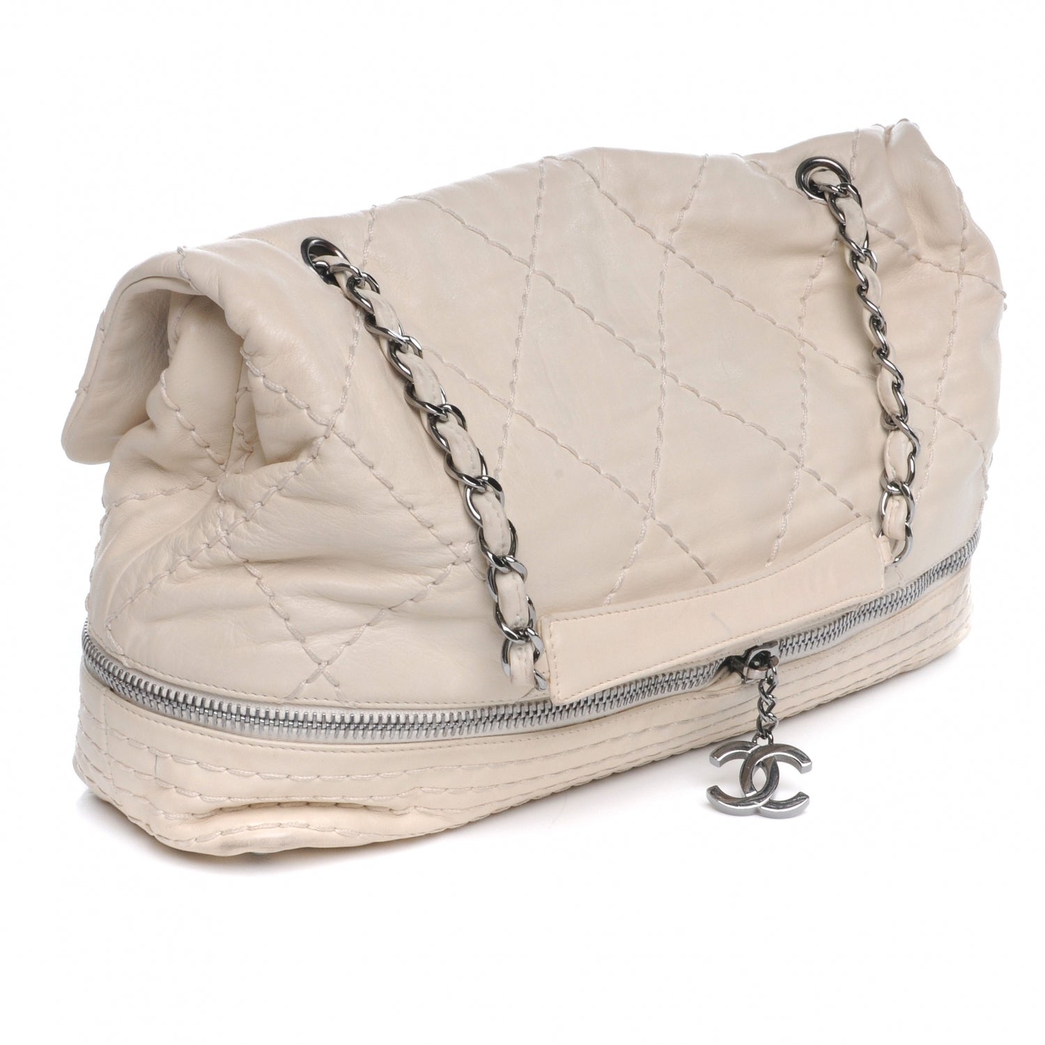 Chanel Calfskin Stitched Large Expandable Flap Bag White 5 of 10
