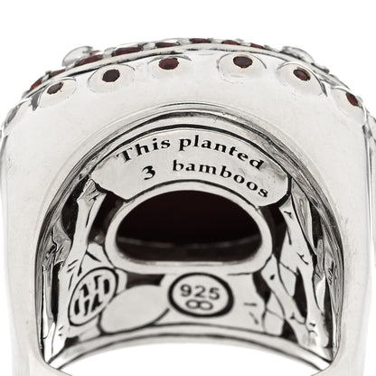 John Hardy Sterling Silver Coral White Topaz Garnet Batu Bamboo Ring 54 7 4 of 4